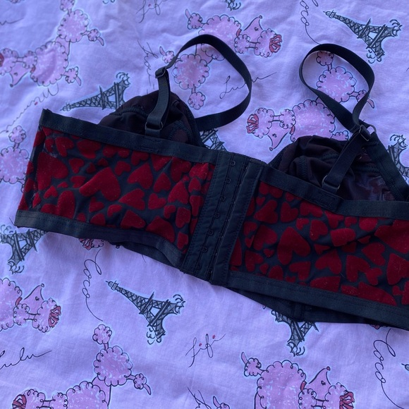 ❤️Mesh black and red velvet hearts bra❤️ - Picture 6 of 11